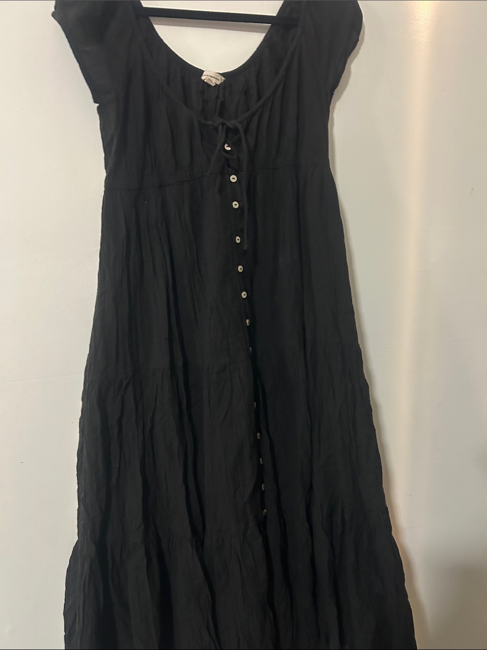 Lucky Brand Black Button-Front Maxi Dress with Scoop Neck